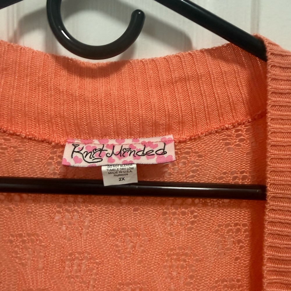 Chic Open-Front Coral Cardigan - Picture 5 of 6